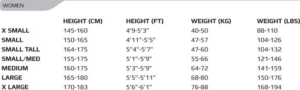 2xu Size Chart Womens