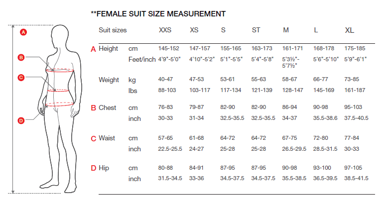 Speedo Ladies Size Chart